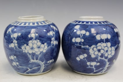 Two Chinese Blue and White Porcelain Jars