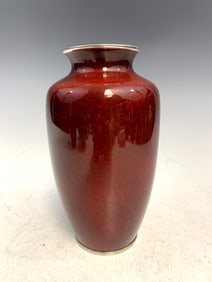 Japanese red cloisonne vase.