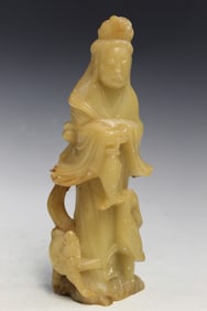 Chinese Carved Soapstone Guanyin Statue