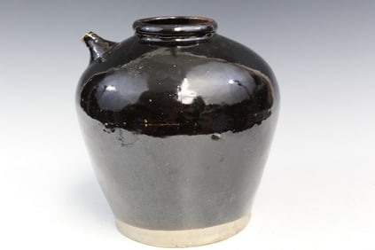 Chinese Black Glaze Pottery Wine Jar