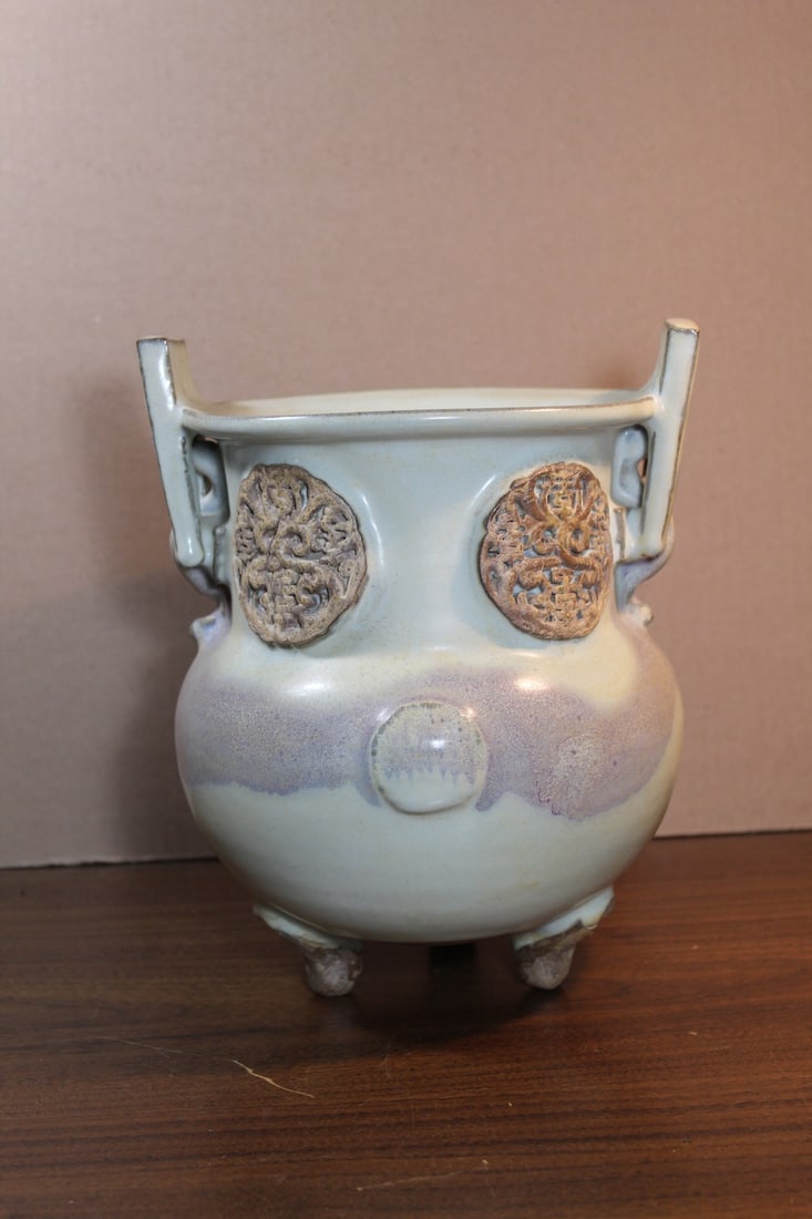 Chinese Jun Ware Style Pottery Incense Burner (1 of 7)