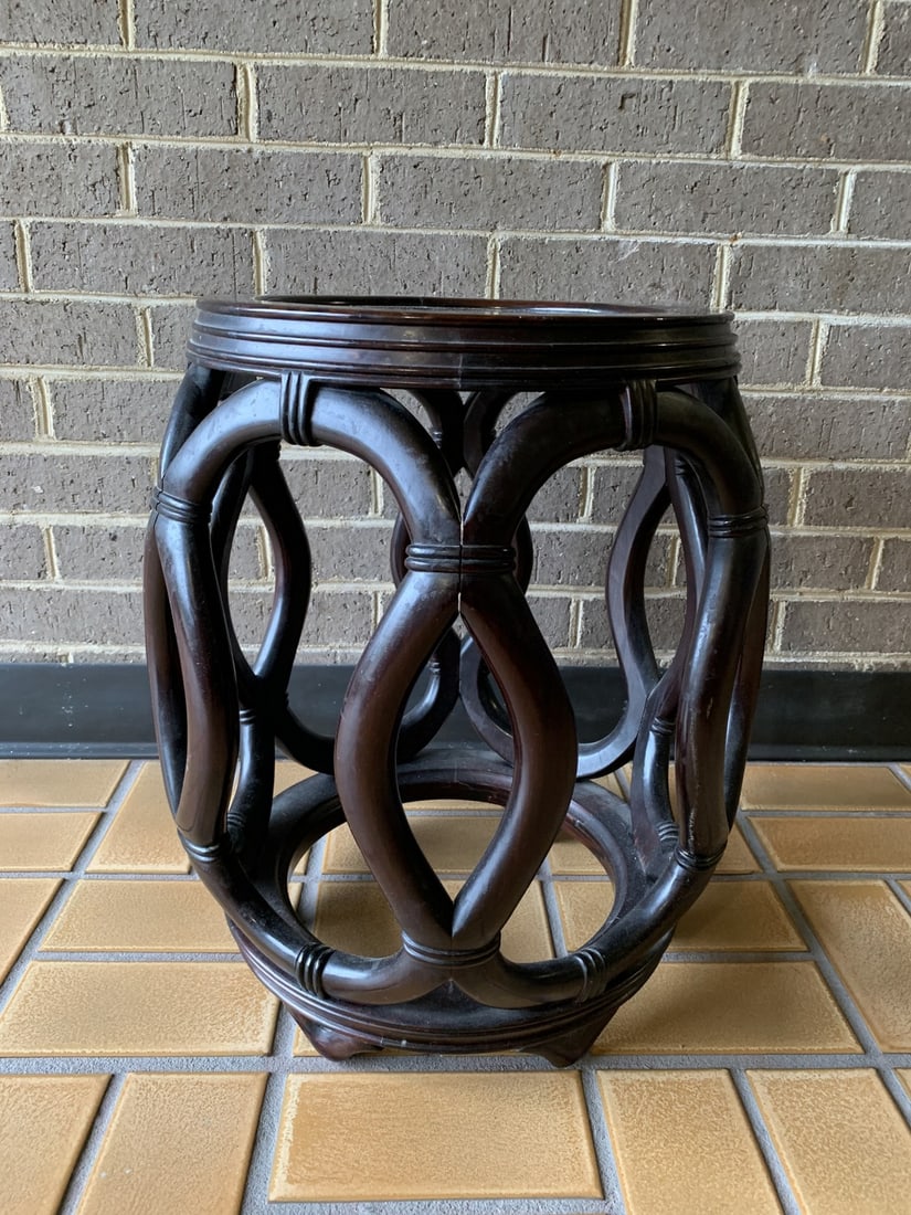 Chinese Rosewood Stool: Chinese Rosewood Stool. H 48 cm (19 in). Largest diameter 41 cm (16 in). Top diameter 33 cm (13 in).