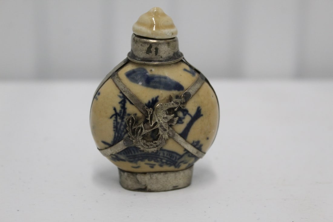 Chinese Silver Mounted Porcelain Snuff Bottle (1 of 4)