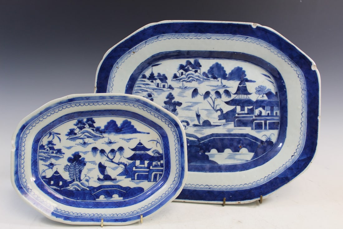 Two Chinese Blue and White Porcelain Charges (1 of 9)