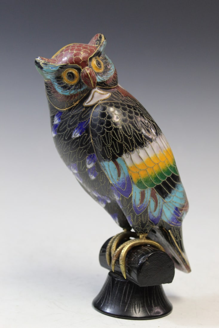 Chinese Cloisonne Owl Statue (1 of 5)