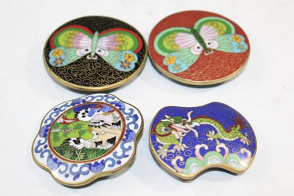 Four Chinese enamel buckles