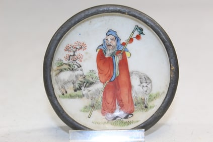 Chinese Famille Rose Porcelain Small Pewter Dish