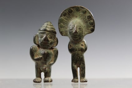 Two Inca Peruvian Bronze Idol Figurines