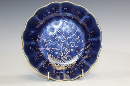 Japanese Blue Glazed Porcelain Bowl