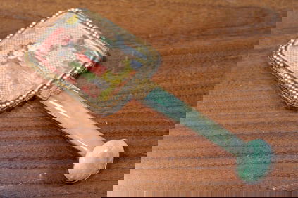 Chinese Gilt Metal Jadeite Handle Mirror