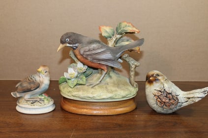Three Porcelain Bird Figurines