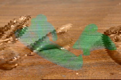 Two Carved Spinach Jade Figurines