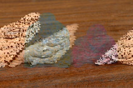 Two Chinese Carved Stone Laughing Buddha Figurines