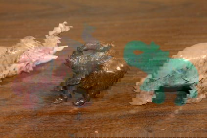 Two Carved Stone Elephant Figurines