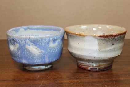 Two Japanese Glazed Pottery Tea Bowls