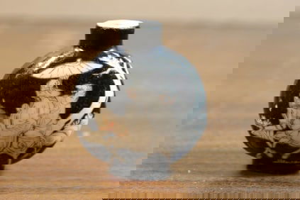 Chinese Black Glazed Grisaille Porcelain Snuff Bottle