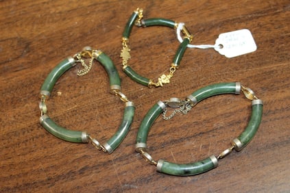 Three spinach jade bracelets