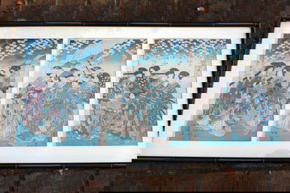 Utagawa Kunisada, Japanese Woodblock Triptych.