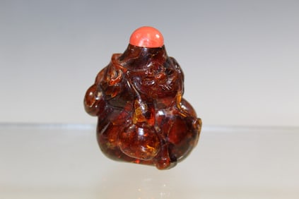 Chinese Carved Amber Snuff Bottle