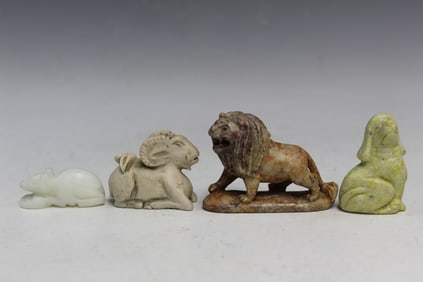 Four Carved Animal Figurines