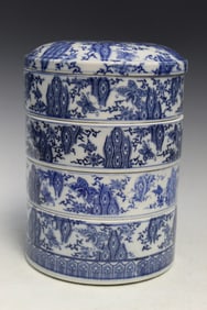 Japanese Blue and White Porcelain Stacking Bowls