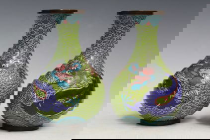 Pair of Chinese Cloisonne Vases