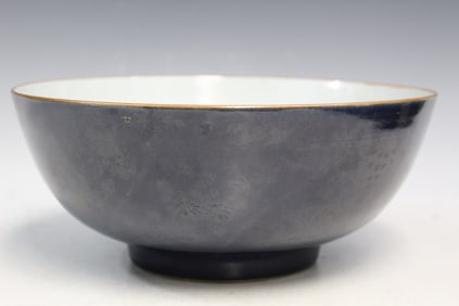Chinese export powder blue glazed porcelain punch bowl