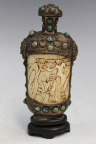 Chinese Carved Bone Snuff Bottle