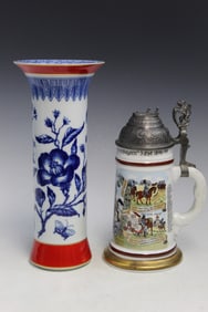 One Porcelain Flower Vase and a Beer Stein Mug
