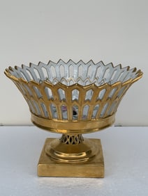 European gilted porcelain basket, mark on the bottom