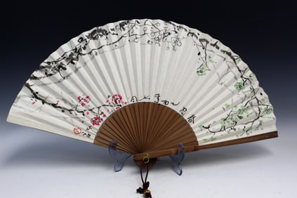 Korean painting on paper fan.