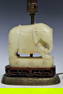 Chinese Carved Soapstone Elephant Statue Lamp