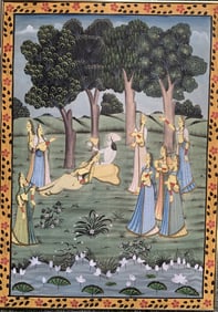 Indian water color painting on silk.