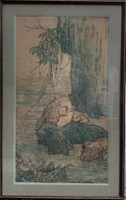 Chinese water color painting on silk.