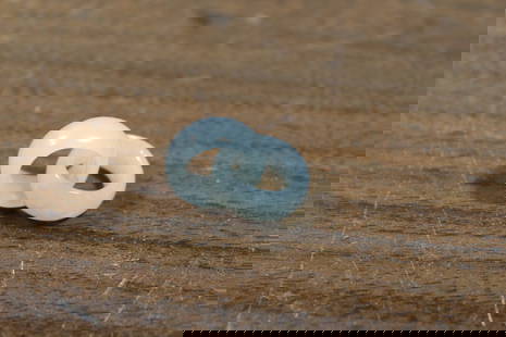 Chinese carved white jade double rings: Chinese carved white jade double rings. Ring outside diameter 1.5 cm.