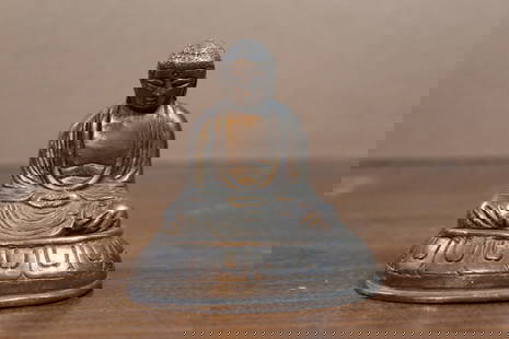 Asian Metal Buddha Statue: Asian Metal Buddha Statue. H 8.5 cm