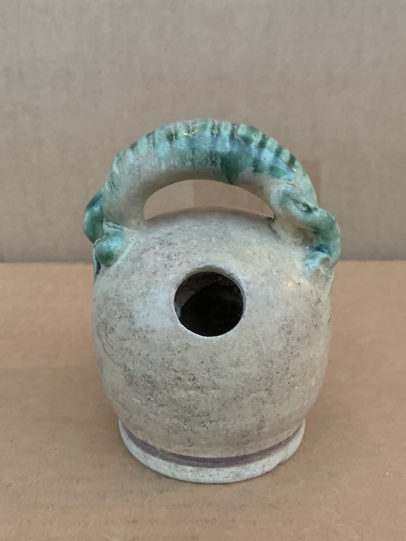 Vietnamese pottery lime pot: Vietnamese pottery lime pot. Ht 11 cm. Diameter 7.5 cm.