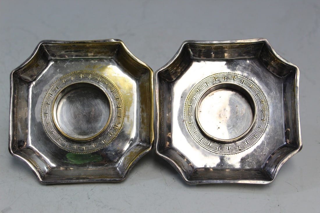 Pair of Chinese Silver Plated Cup Holders (1 of 7)