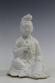 Chinese Blanc de Chine Porcelain Guanyin Statue