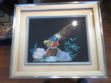 Chinese Semi precious Stone Framed Wall Art