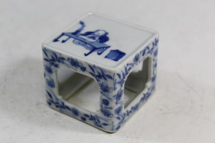 Chinese Blue and White Porcelain Square Stand