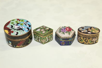 Group of Four Chinese Cloisonne Miniature Boxes