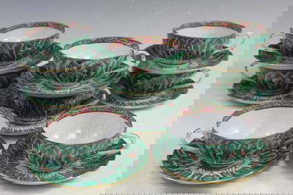 Group of Chinese Famille Rose Porcelain Tea Cups and Saucers