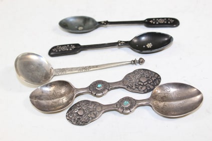 Group of Silver and Metal Spoons