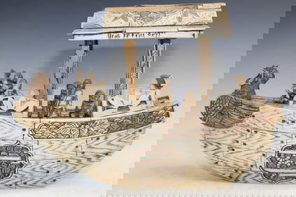 Japanese Carved Bone Boat