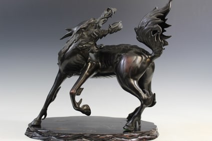 Chinese/Japanese Bronze Qilin Incense Burner