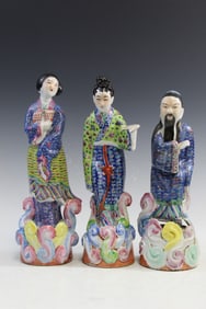 Three Chinese Famille Rose Porcelain Figures