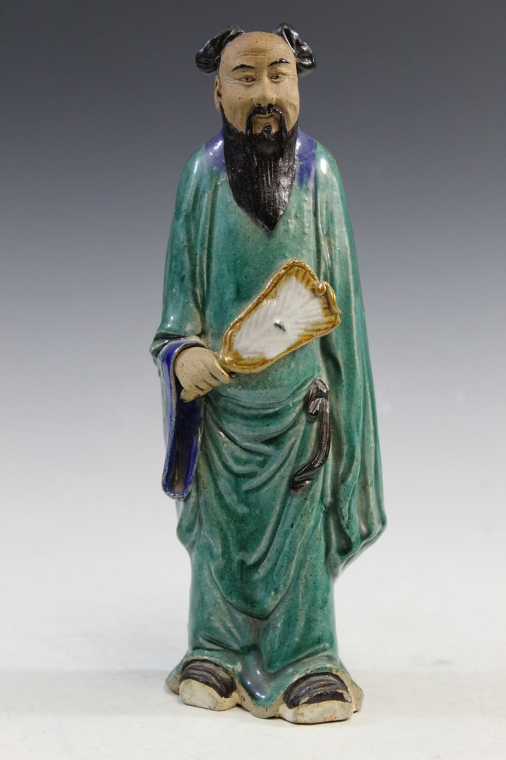 Chinese Shiwan Ware Pottery Figure of an Old Man (1 of 8)