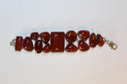 Silver and Carnelian Bracelet
