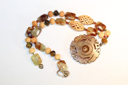 Necklace with Carved Jade Pendant